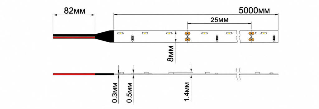 led strip lights / side view / 12v / 4.8w/m / ip22 / 2 year warranty