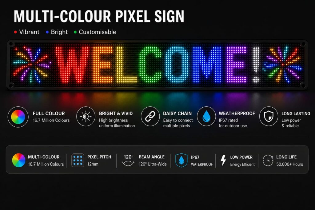 pixels 9mm / 120° / 0.15w / 5v / various colours / 3 year warranty