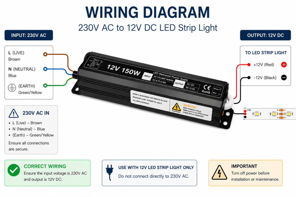 led power supply 150 watt 12 volt