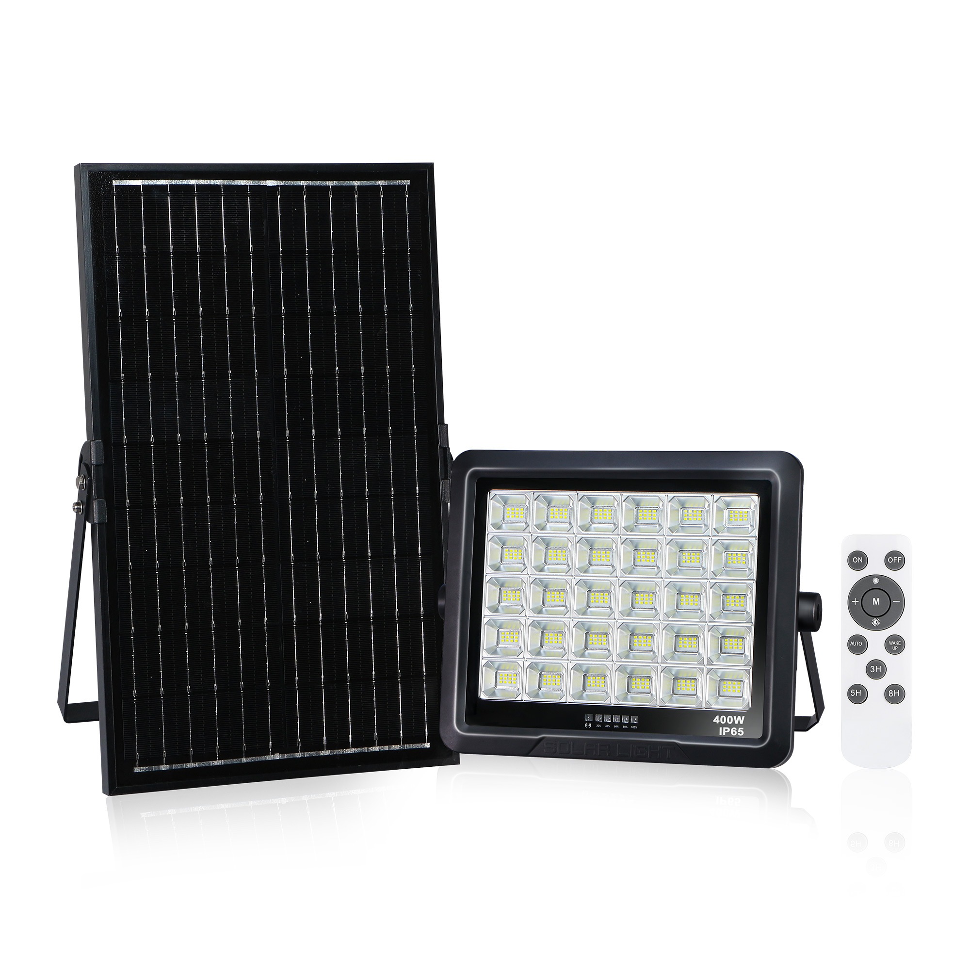 solar flood light / 60w / 800lm / remote / 8 working hours / 3 settings / 3 year warranty