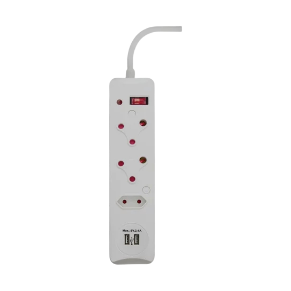 3 Way with 2 x USB Ports Surge Protector Multiplugs