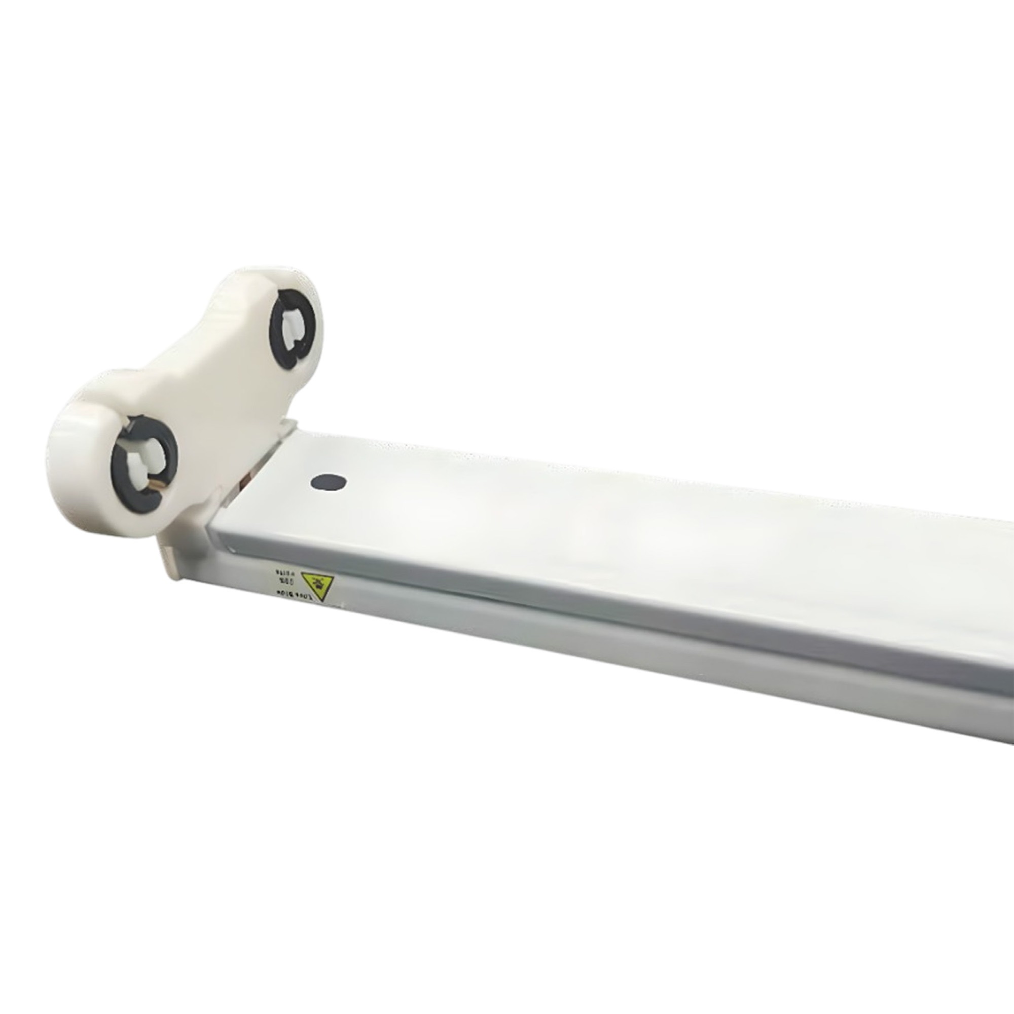 this image shows an open channel double t8 led fitting
