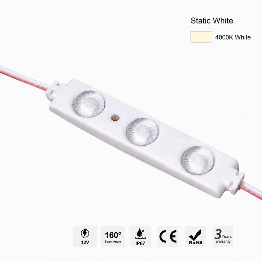 led module – 3 chip / 160° / 1.5w / 12v / 4000k / warm white / 3 year warranty